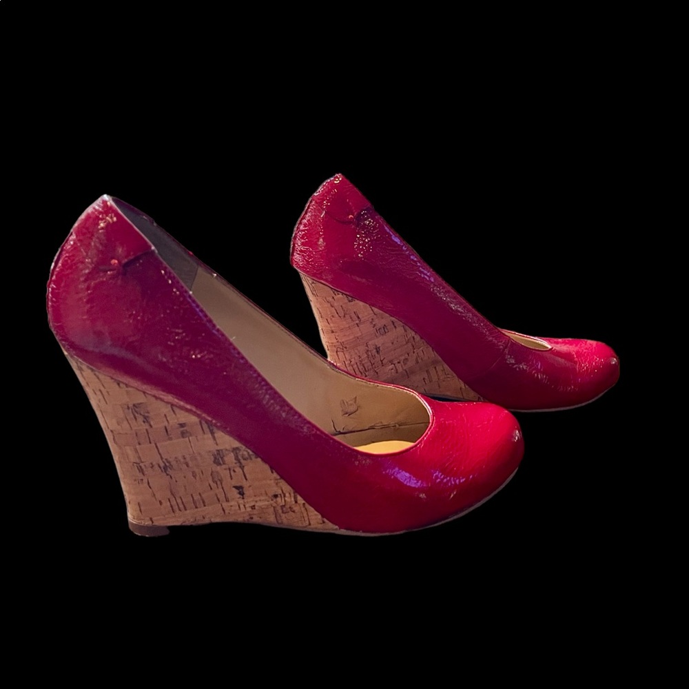Red Patent Leather Wedges